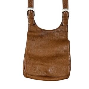 Stone Mountain Brown Pebbled Leather Crossbody Bag‎ Adjustable Strap